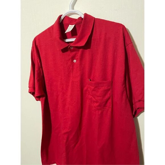 Hanes Eco Smart Men’s Large Red Short Sleeve Polo Shirt NWOT - Picture 3 of 4